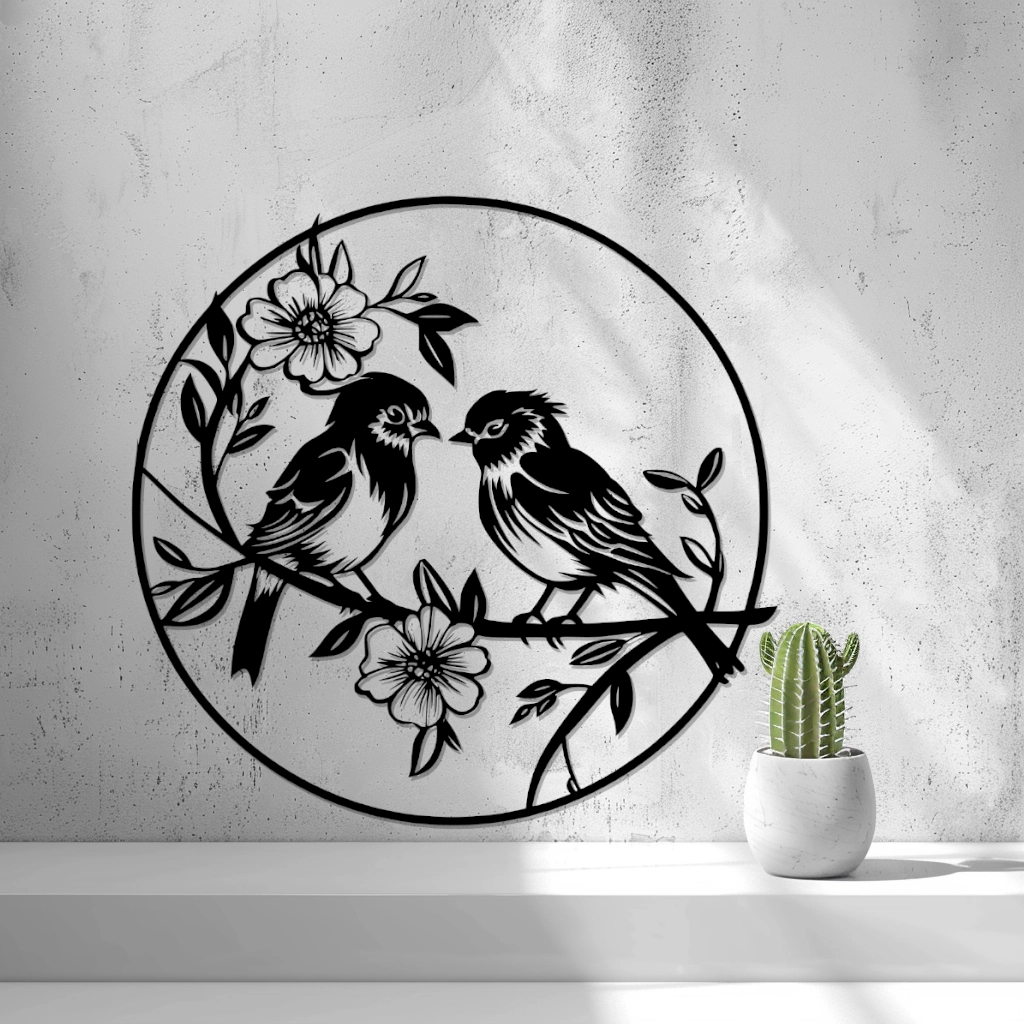 2d Birds With Flowers Wall Art - thumbnail 2